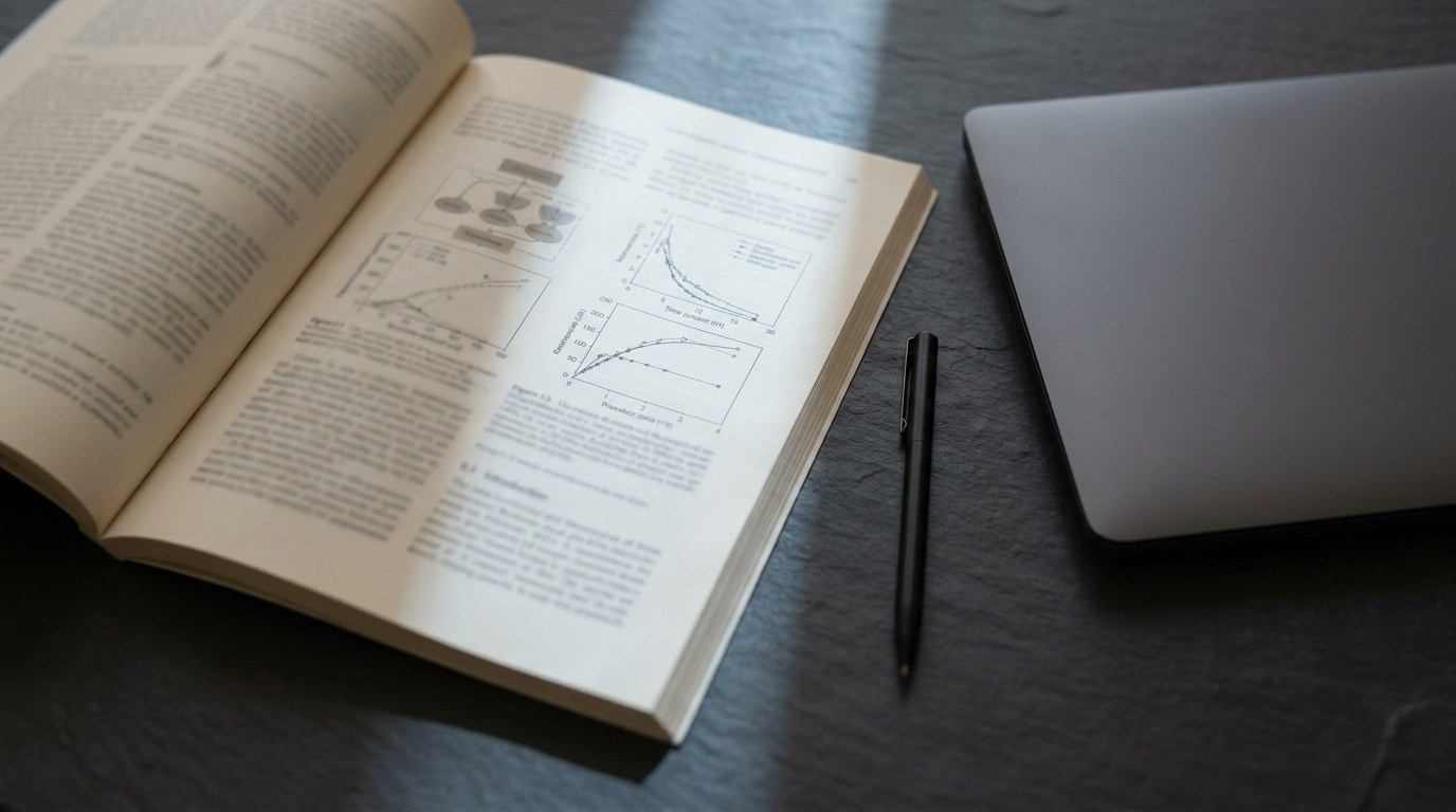 A printed paper and a closed laptop on a desk.